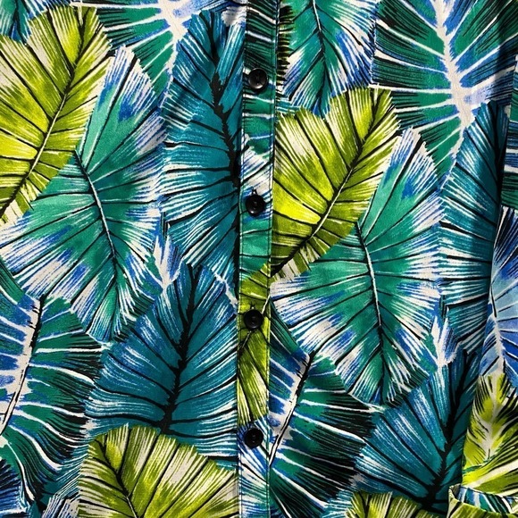 Catherines button up short sleeve top shirt roll tab tropical beachy vacation 2x - Picture 7 of 9